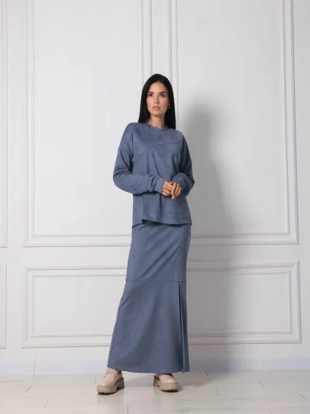 Замшева Спідниця максі RiMari джинс