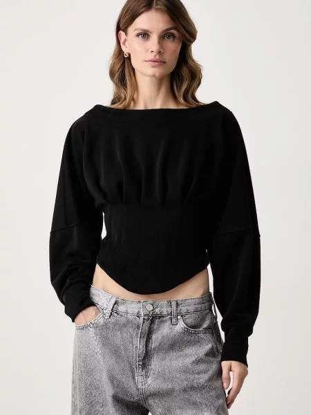 Haveone bluză cu corset pentru femei negru