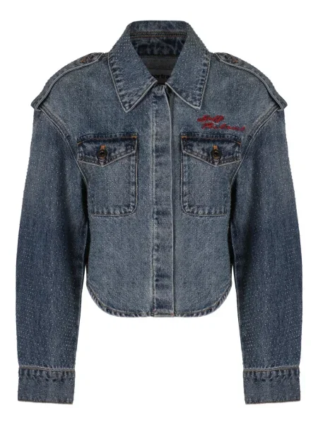 Geacă Self-portrait cu tepi albastru