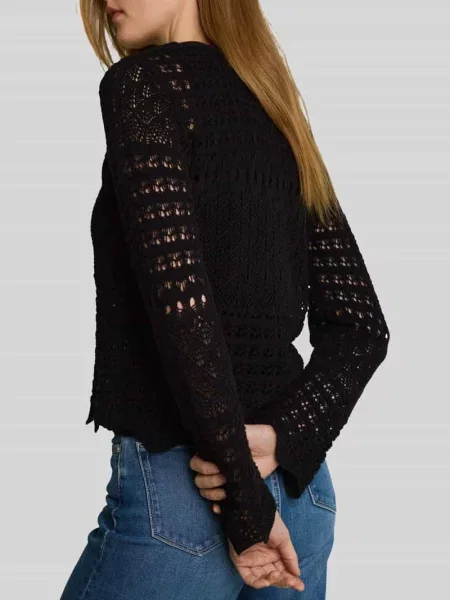 Kardigan rozpinany o kroju relaxed fit z mieszanki bawełny w imitacji dzianiny Tom Tailor Denim czarny