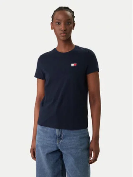 Tommy Jeans Majica Wavy Flag Mornarsko modra