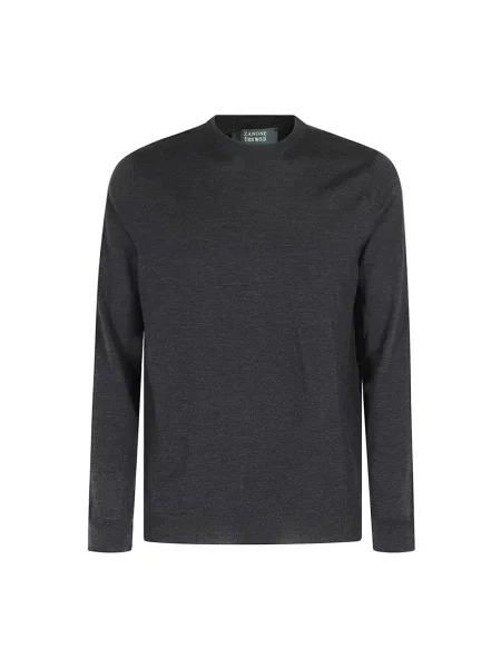 Sweter Zanone z okrągłym dekoltem szary