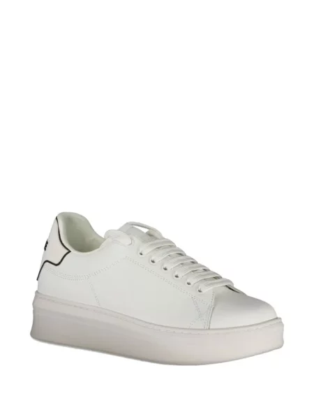 Sneakerși Gaelle cu șireturi din dantelă alb