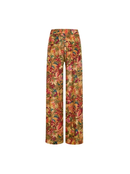 Jedwabne spodnie Momoni w kwiatki pomarańczowe