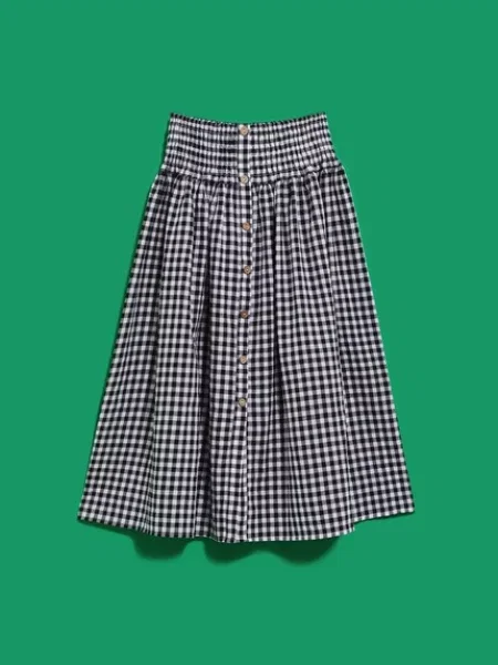 Fustă midi Marisse în carouri negru