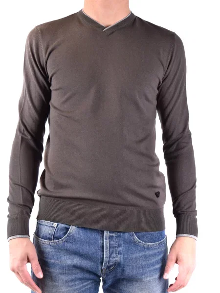 Тениска Armani с V-образно деколте сиво