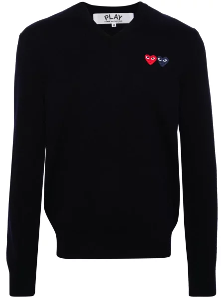Pulover Comme Des Garcons Play de lână cu motiv cu inimi albastru