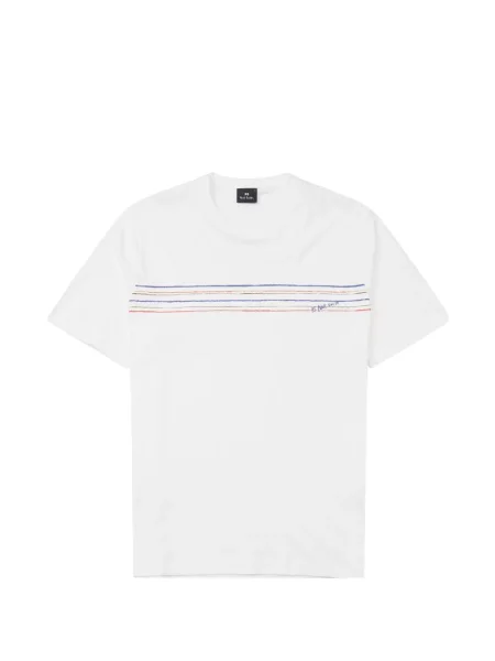 Scurt tricou Paul Smith cu dungi cu imagine alb