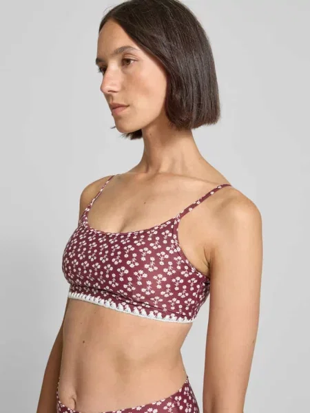 Biustonosz typu bralette z wyhaftowanymi detalami The Upside bordowa