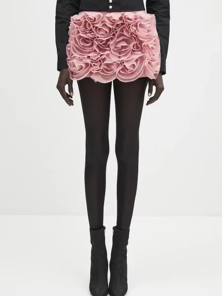 AMBUSH fustă din amestec de lână Rose Skirt mini drept roz