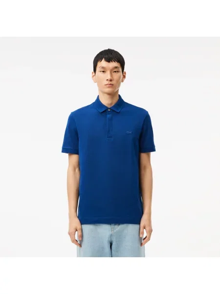 Lacoste Elegancka Koszula Polo Paris Z Elastycznej Bawełny granatowa