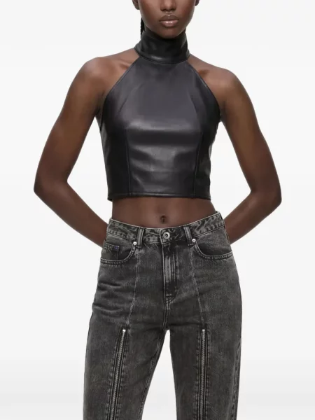 Топ Karl Lagerfeld Jeans с халтер деколте черно