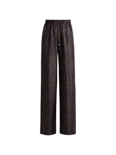 Pantaloni palazzo Kiton de mătase maro