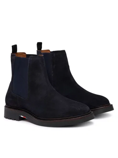 Tommy Hilfiger Sztyblety Corporate Casual Suede Chelsea granatowy