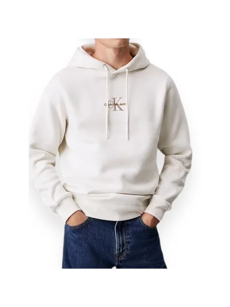 Bluza z kapturem Calvin Klein Jeans z kapturem beżowa