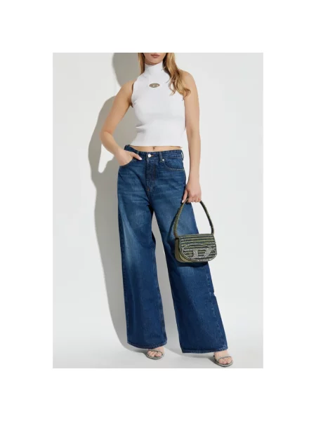 Diesel jeansy high waist niebieskie