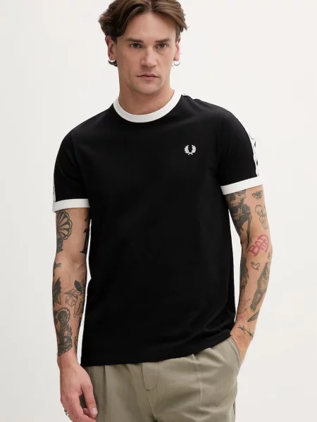Majica Fred Perry Taped Ringer crna
