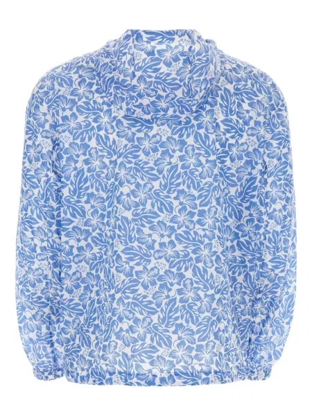 Geacă Prada cu model floral cu glugă cu imagine albastru