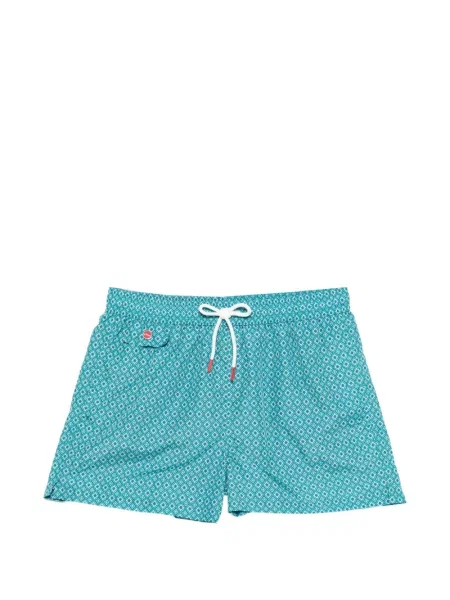 Slip de baie Kiton cu imprimeu geometric albastru