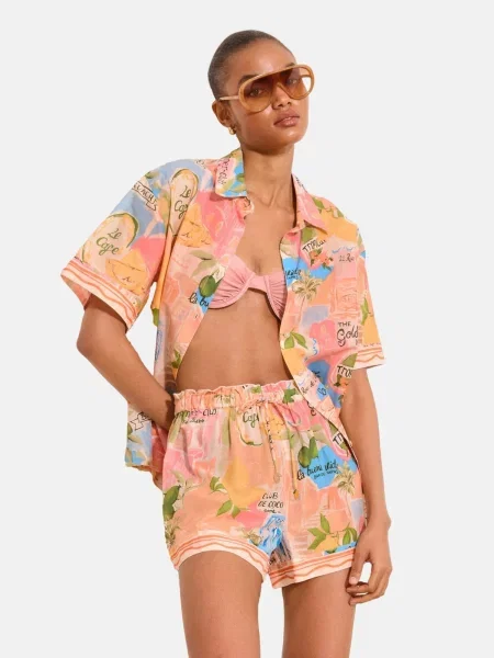 Lipsy Pantaloni azur portocaliu caisă / roz verde