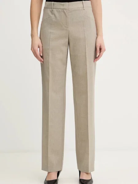 BOSS pantaloni de lână bej
