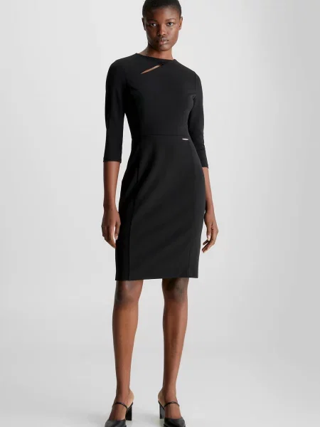Костюмна сукня Calvin Klein з крепу з напіврукавом чорна