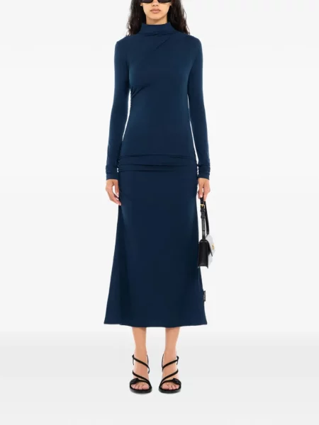 Rochie midi Off-white drapată alb