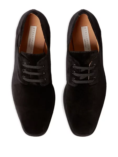 Кадифени маратонки Stella Mccartney с връзки на платформе черно