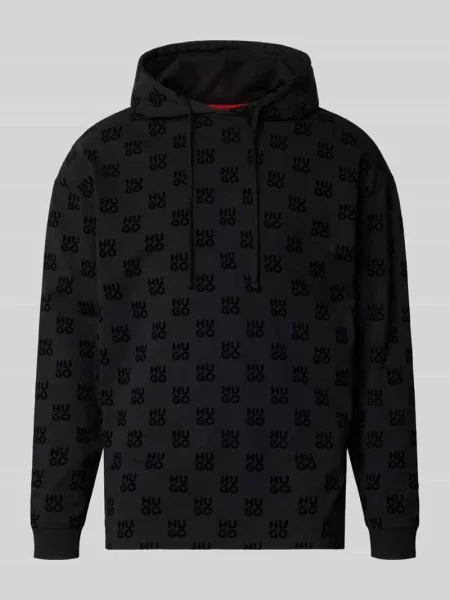 Bluza z kapturem o kroju regular fit z mieszanki bawełny Hugo czarna