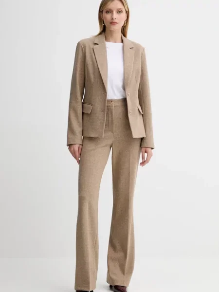 Піджак з домішкою вовни Fracomina однобортний однотонний бежевий