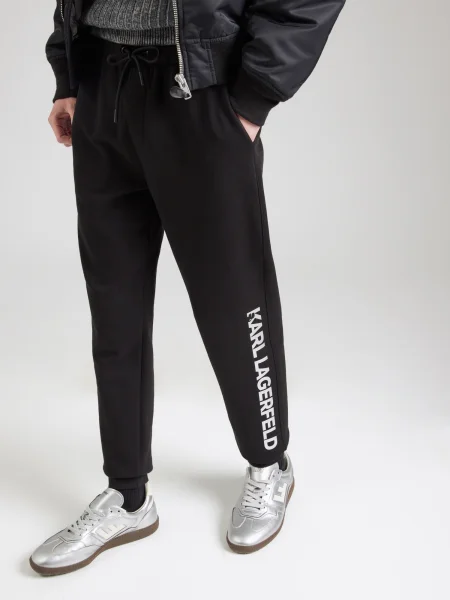 Karl Lagerfeld pantaloni de trening din negru cu imprimeu alb