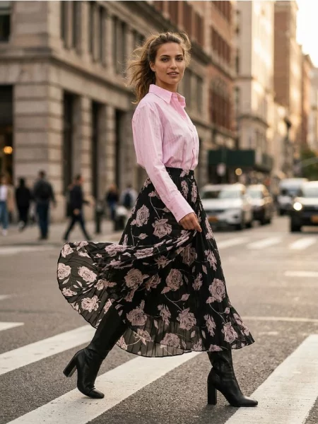 Плісирована міді-спідниця чорний