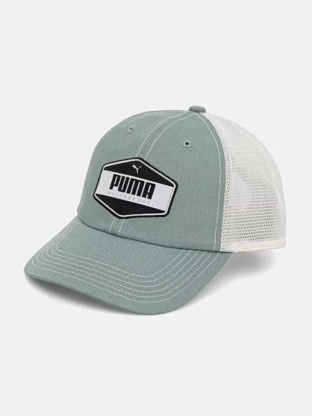 Шапка с козирка Puma с апликация зелено