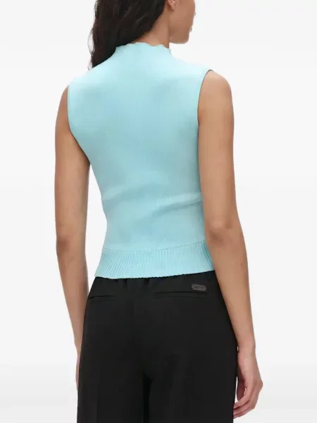 Top Karl Lagerfeld Jeans fără mâneci tricotate albastru