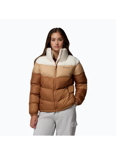 Női bélelt dzseki Columbia Puffect II Colorblock camel brown/canoe/chalk. Méret: L barna