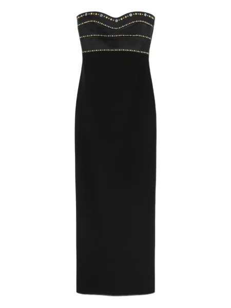 Sukienka maxi Versace z ćwiekami bez ramiączek garniturowa czarna
