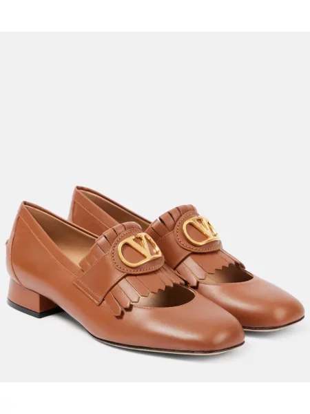 Кожени лоуфъри Valentino Garavani с ресни кафяво