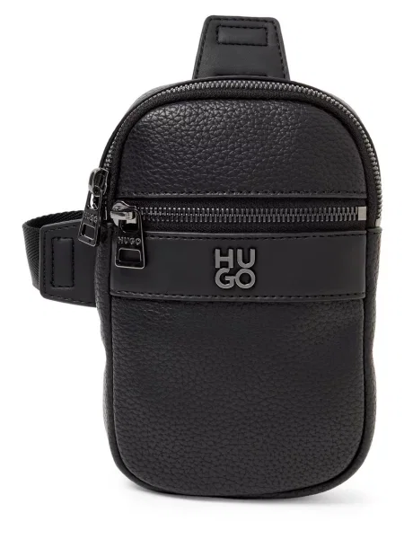 HUGO Męska torba na ramię Quantic Mężczyźni Sztuczne włókno jednolity ONE SIZE czarny