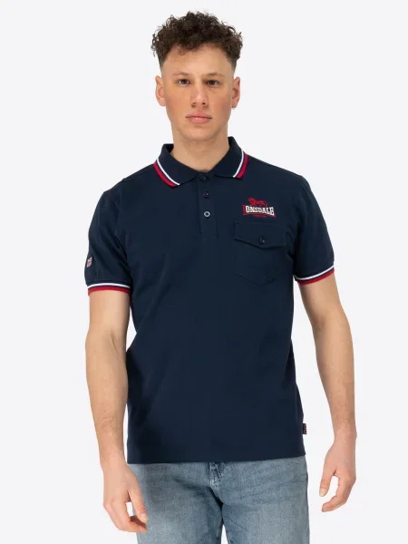 LONSDALE Tricou Lynton bleumarin / roșu alb