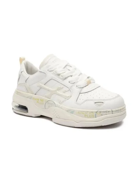 Premiata Sneakers DRAKED cu adaos de piele alb