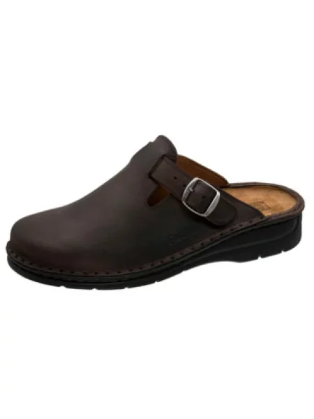 Klapki Fischer Markenschuh brązowe