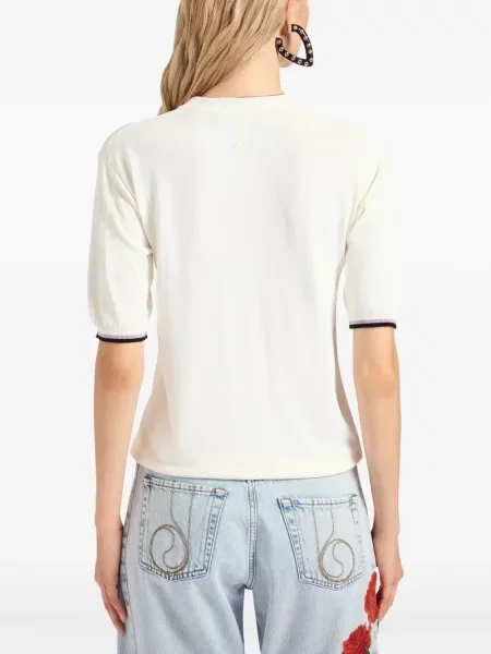 Tricou La Doublej cu broderie alb