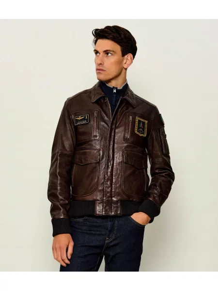 Aeronautica Militare Geacă de piele maro