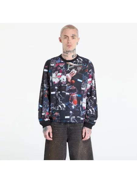 Tričko Jordan Flight Printed Long-Sleeve Jersey Black/ White M bílé