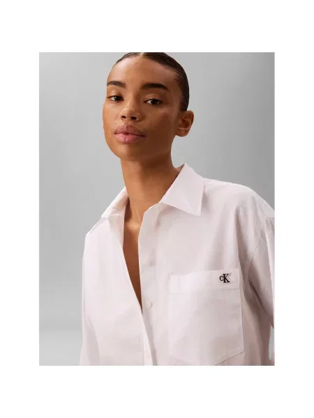 Blúzka Calvin Klein Jeans popelín biela