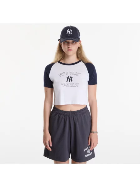 Sporty&Rich Tricou Yankees Arch | Cropped Fit alb