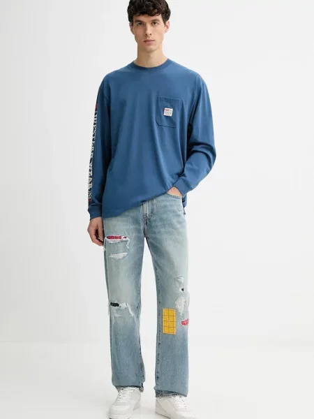 Majica dugih rukava Levi's s tiskom plava
