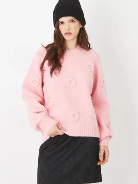 Пуловер с вълна Medicine дамски от топла материя розово
