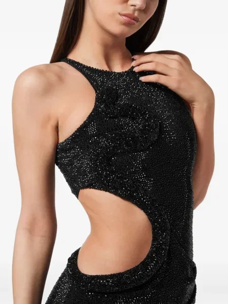 Rochie Philipp Plein cu model piele de șarpe de costum negru