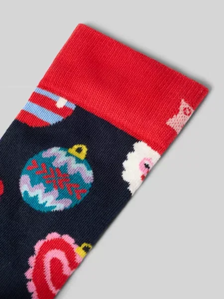 Skarpety z bożonarodzeniowym nadrukiem z motywem Happy Socks granatowe